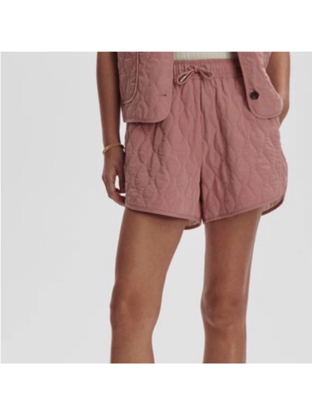 Varley Quilted Rose Athletic Drawstring Shorts